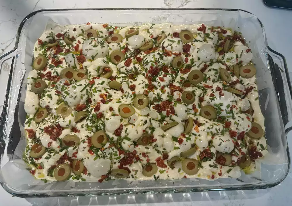 Focaccia bread with olives