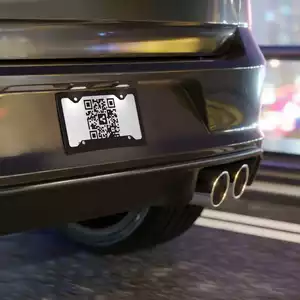 car license plate with QR code