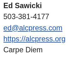 Ed Sawicki business card