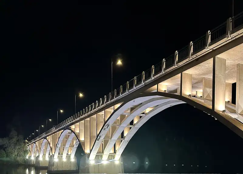 Douro River bridge at night